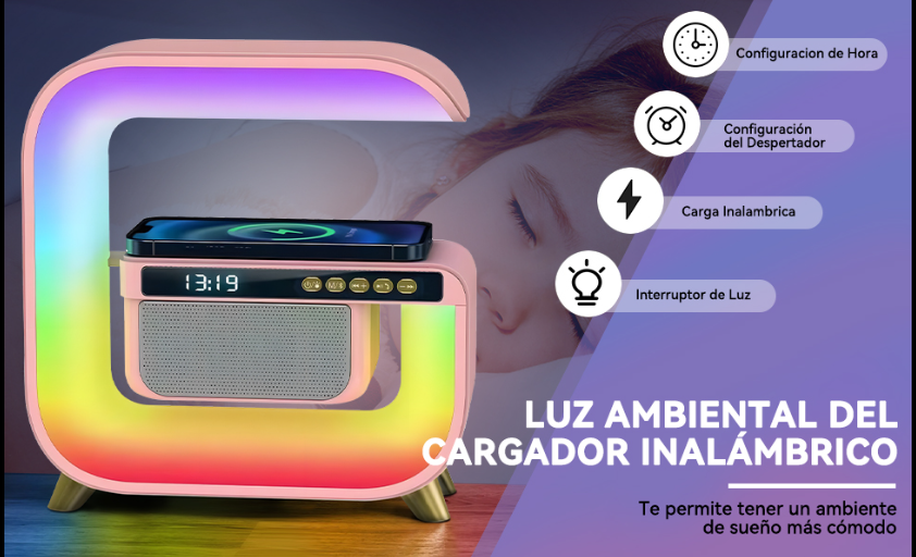 LAMPARA LED CON CARGADOR Y BOCINA