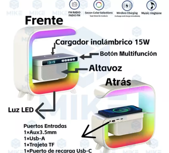 LAMPARA LED CON CARGADOR Y BOCINA